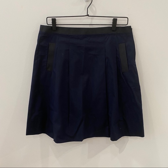 J. Crew navy skirt with black ribbon trim - Picture 2 of 5